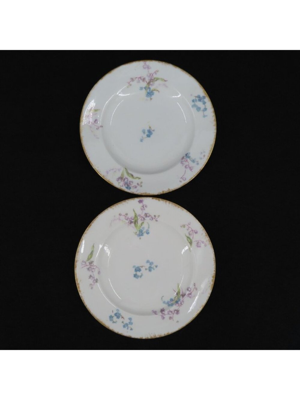 Theodore Haviland Limoges Set 2 Plates 6.25in France Purple Blue Floral Flower